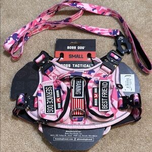 Boss Dog Tactical Harness & 6 ft Leash Pink Camouflage